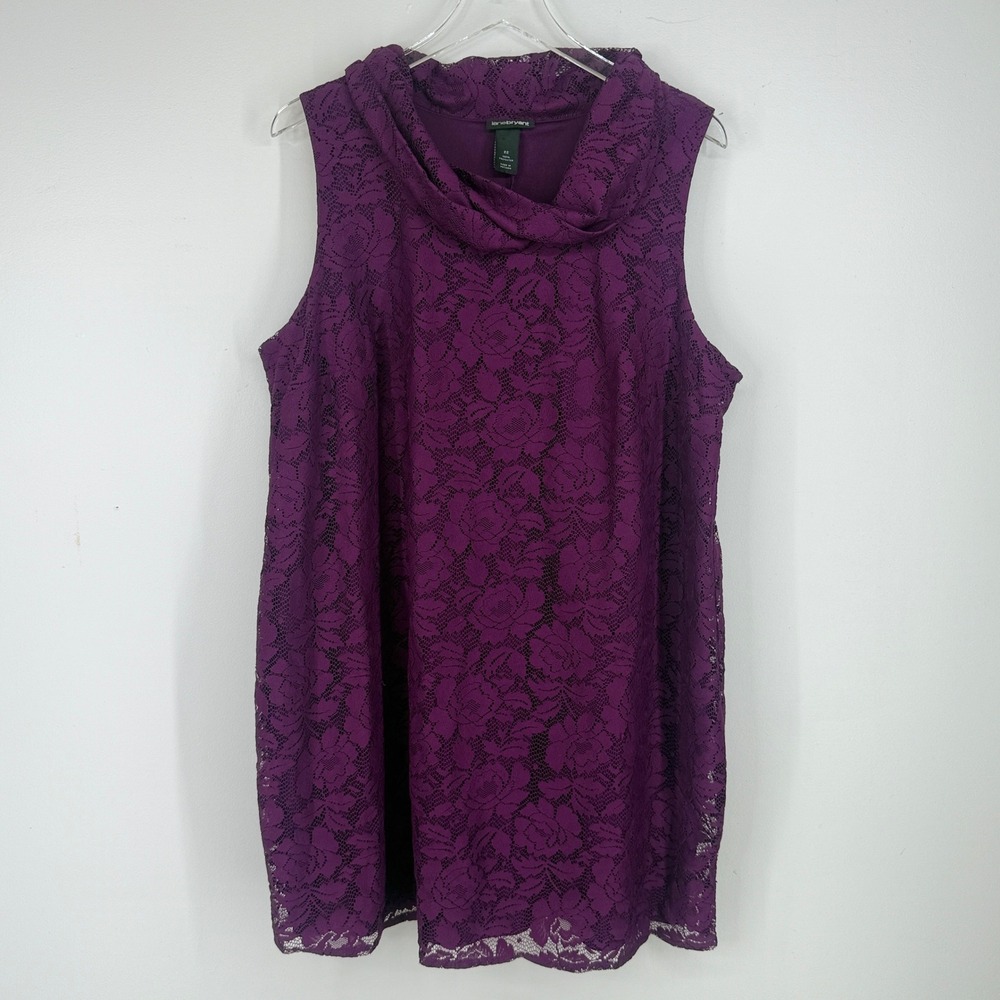 Lane‎ Bryant Lace Shift Dress Womens 22 Purple Cowl Neck Sleeveless